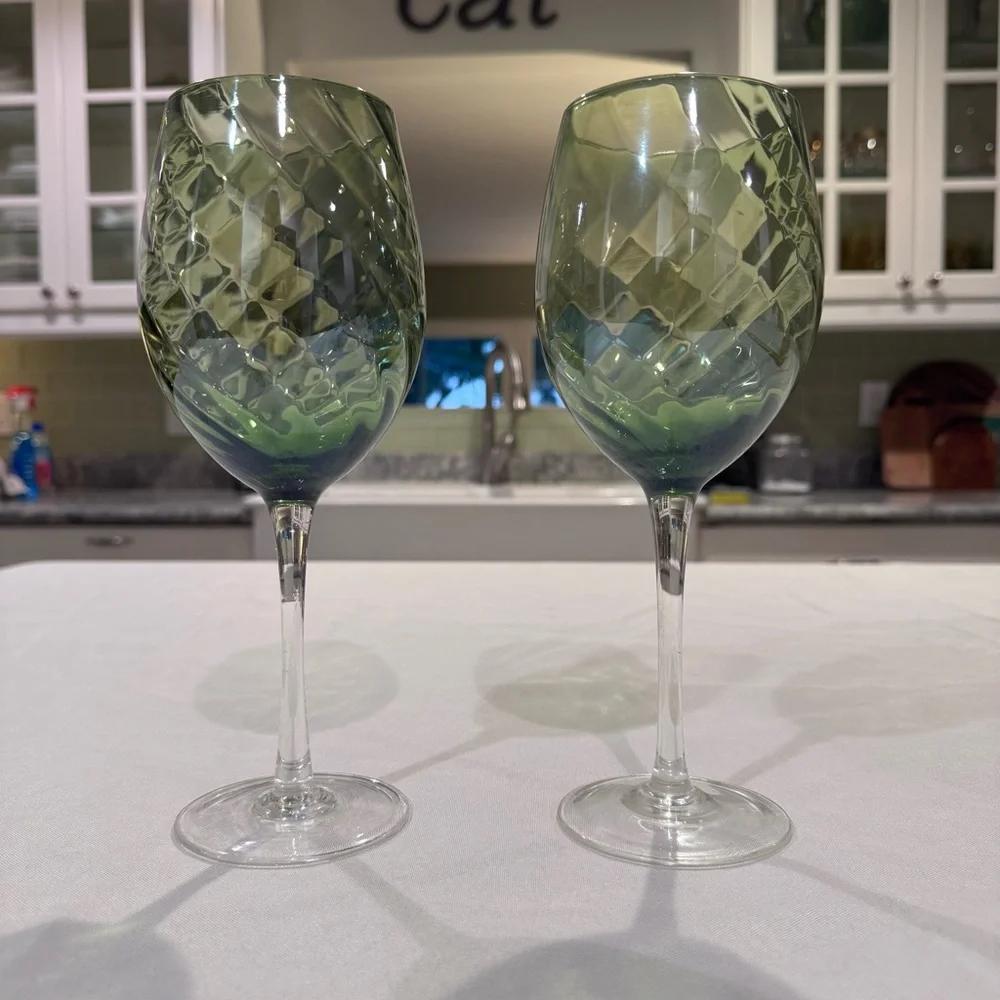 Pier 1 Green Wine Glasses